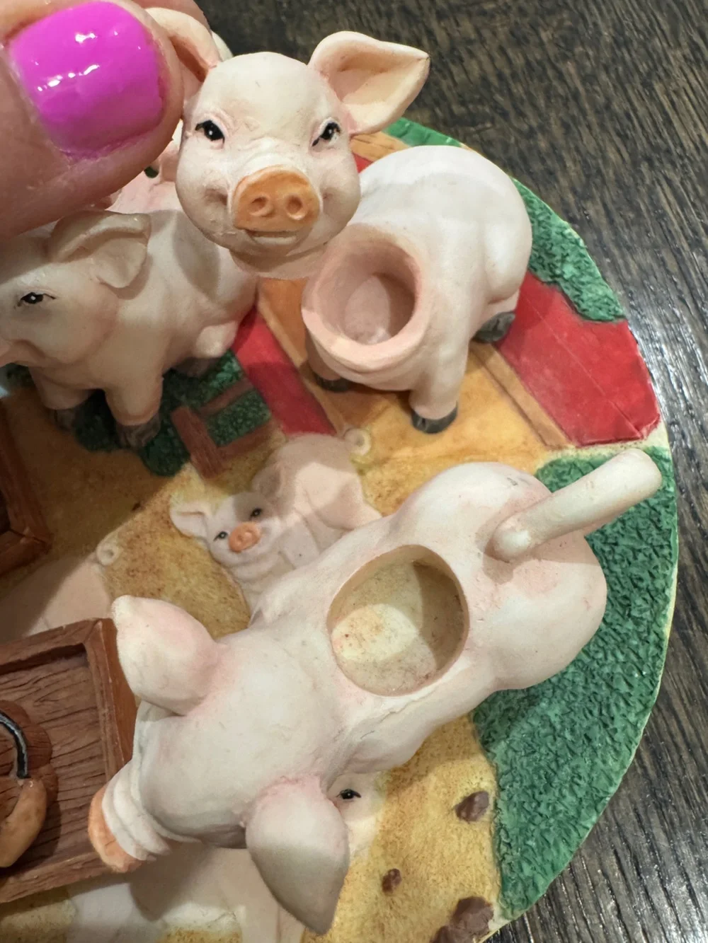 Vintage Youngs Inc Piggy Decorative 6” Plate & Miniature Pig Tea Party Set